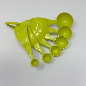 Set 6 Tupperware Measuring Spoon Margarita Lime Green Curved Handle NEW